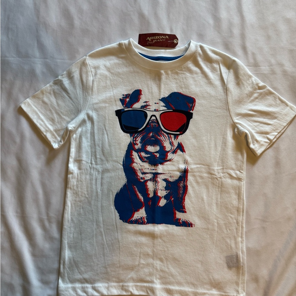 Arizona Jean Company Blue and White French Bulldog Graphic Tee, NWT